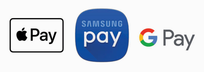 Apple Pay, Samsung Pay, Google Pay