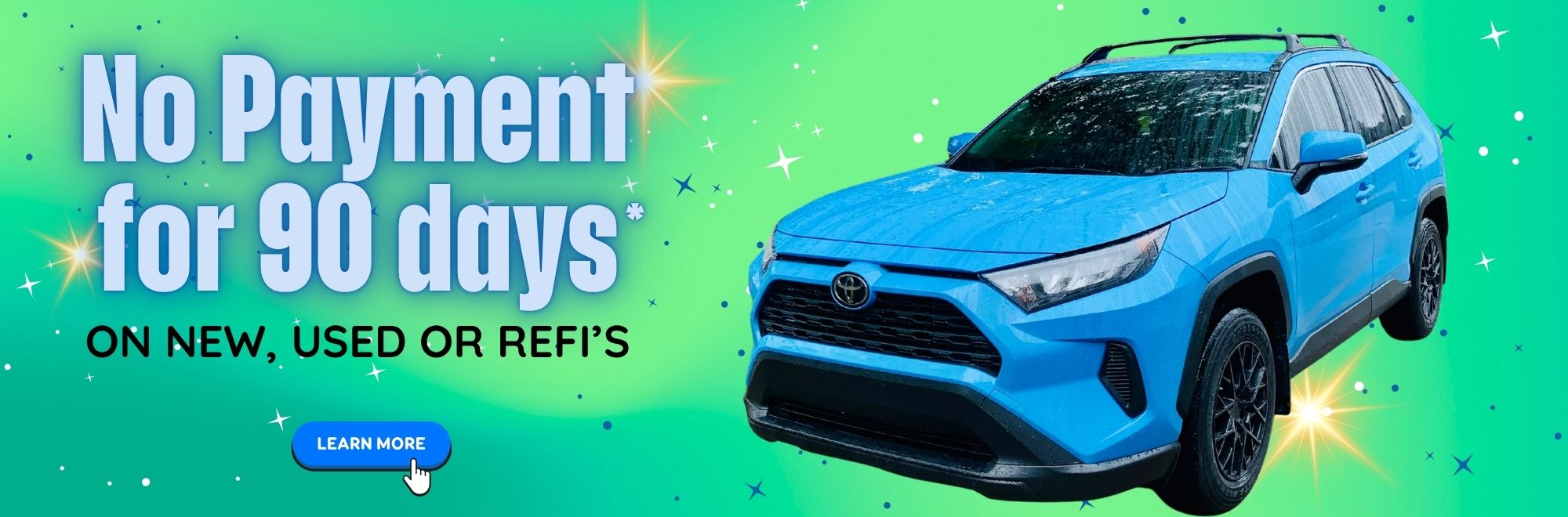 Promotion for auto loans offering a 90‑day payment deferment available only during the month of April